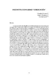 Portada:Inconstitucionalidad y derogación / Claudia Orunesu, Jorge L. Rodríguez y Germán Sucar