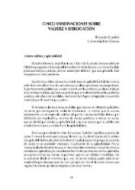 Portada:Cinco observaciones sobre validez y derogación / Riccardo Guastini