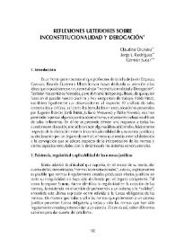 Portada:Reflexiones ulteriores sobre inconstitucionalidad y derogación / Claudia Orunesu, Jorge L. Rodríguez y Germán Sucar