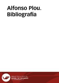 Portada:Alfonso Plou. Bibliografía