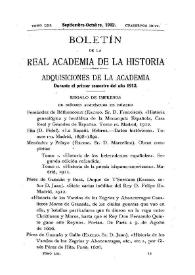 Portada:Noticias. Boletín de la Real Academia de la Historia, tomo 61 (julio-agosto 1912). Cuaderno I-II / F.F.