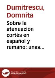 Portada:Sobre la atenuación cortés en español y rumano: unas estrategias comunes / Domnita Dumitrescu