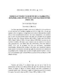 Portada:Sobre las voces y los ecos de la narrativa española del fin de siglo: los nacidos entre 1910 y 1921 / Adolfo Sotelo Vázquez