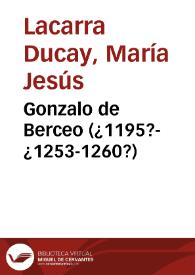 Portada:Gonzalo de Berceo (¿1195?-¿1253-1260?) / María Jesús Lacarra Ducay