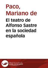 Portada:El teatro de Alfonso Sastre en la sociedad española / Mariano de Paco