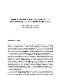 Portada:Marcelino Menéndez Pelayo en los orígenes de los estudios bizantinos / Miguel Ángel Teijeiro Fuentes