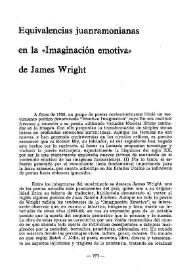 Portada:Equivalencias juanramonianas en la imaginación emotiva de James Wright / Ivonne Guillon Barrett