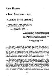 Portada:Juan Ramón y Juan Guerrero Ruiz (Algunos datos inéditos) / Francisco Javier Díez de Revenga