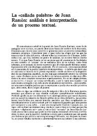 Portada:La \"callada palabra\" de Juan Ramón : análisis e interpretación de un proceso textual / Rogelio Reyes Cano