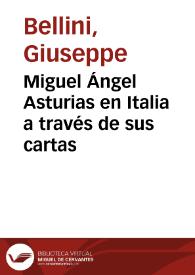 Portada:Miguel Ángel Asturias en Italia a través de sus cartas / Giuseppe Bellini
