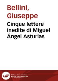 Portada:Cinque lettere inedite di Miguel Ángel Asturias / Giuseppe Bellini