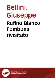Portada:Rufino Blanco Fombona rivisitato / Giuseppe Bellini