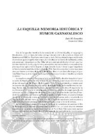 Portada:\"La vaquilla\": Memoria histórica y humor carnavalesco / Luis M. González