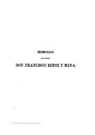 Portada:Memorias del general don Francisco Espoz y Mina. Tomo 3 / escritas por él mismo; publícalas su viuda Juana María de Vega