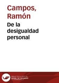 Portada:De la desigualdad personal / Ramón Campos