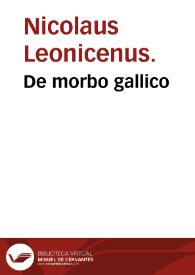Portada:De morbo gallico / Nicolaus Leonicenus.