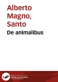 Portada:De animalibus / Alberto Magno.