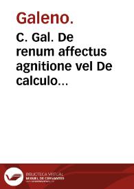 Portada:C. Gal. De renum affectus agnitione vel De calculo liber.