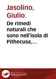 Portada:De rimedi naturali che sono nell'isola di Pithecusa, hoggi detta Ischia libri due / di Giulio Iasolino ...