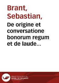 Portada:De origine et conversatione bonorum regum et de laude civitatis Hierosolymae / Sebastian Brant.