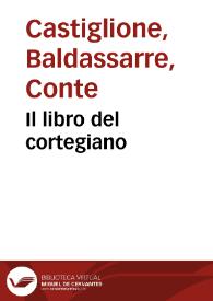 Portada:Il libro del cortegiano / del conte Baldesar Castiglione