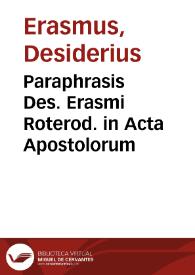 Portada:Paraphrasis Des. Erasmi Roterod. in Acta Apostolorum