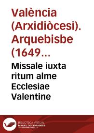 Portada:Missale iuxta ritum alme Ecclesiae Valentine