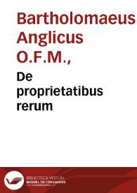 Portada:De proprietatibus rerum / [Bartholomaeus Anglicus]
