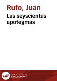 Portada:Las seyscientas apotegmas / de Iuan Rufo, y otras obras en verso...