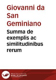 Portada:Summa de exemplis ac similitudinibus rerum / [Johannes de Sancto Geminiano]