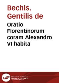 Portada:Oratio Florentinorum coram Alexandro VI habita / [Gentilis de Bechis]