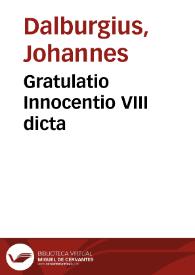 Portada:Gratulatio Innocentio VIII dicta / [Johannes Dalburgius]