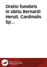 Portada:Oratio funebris in obitu Bernardi Heruli, Cardinalis Spoletani