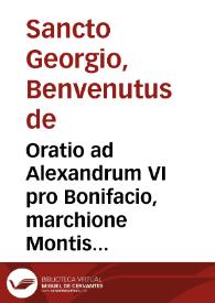 Portada:Oratio ad Alexandrum VI pro Bonifacio, marchione Montisferrati / [Benevenutus de Sancto Georgio]