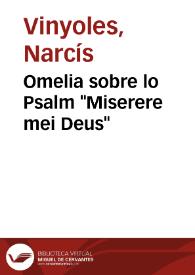 Portada:Omelia sobre lo Psalm \"Miserere mei Deus\" / [Narcís Vinyoles]