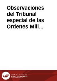 Portada:Observaciones del Tribunal especial de las Ordenes Militares, sobre el proyecto de Código Penal, presentado á las Cortes por la comision nombrada al efecto