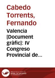 Portada:Valencia : IV Congreso Provincial del Partido Comunista / cabedo U.G.T.