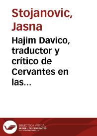 Portada:Hajim Davico, traductor y crítico de Cervantes en las letras serbias / Jasna Stojanovic