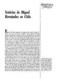 Portada:Noticias de Miguel Hernández en Chile / Luis Muñoz González