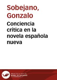 Portada:Conciencia crítica en la novela española nueva / Gonzalo Sobejano