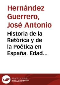 Portada:Historia de la Retórica y de la Poética en España. Edad Media