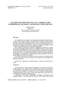 Portada:Análisis multidimensional de la segregación socioespacial en Tandil (Argentina), aplicando SIG / Santiago Linares y Diana Lan
