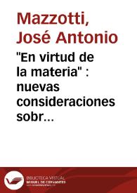 Portada:\"En virtud de la materia\" : nuevas consideraciones sobre el subtexto andino de los \"Comentarios Reales\" / José Antonio Mazzotti