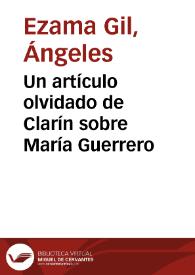Portada:Un artículo olvidado de Clarín sobre María Guerrero / Ángeles Ezama Gil