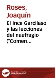 Portada:El Inca Garcilaso y las lecciones del naufragio (\"Comentarios reales\", libro I, cap. VIII) / Joaquín Roses