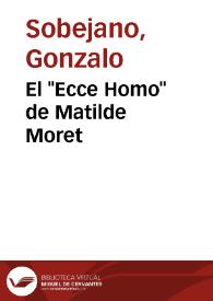 Portada:El "Ecce Homo" de Matilde Moret / Gonzalo Sobejano