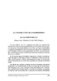 Portada:La construcción de lo rediofónico. José Luis Fernández (ed.). Buenos Aires: Editorial La Crujía, 2008, 256 págs. / Sandra Vadettaro