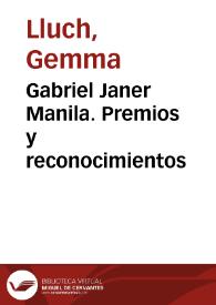 Portada:Gabriel Janer Manila. Premios y reconocimientos / Gemma Lluch Crespo