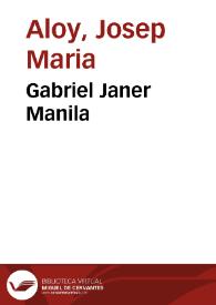 Portada:Gabriel Janer Manila / Josep Maria Aloy