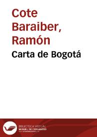 Portada:Carta de Bogotá / Ramón Cote Baraibar